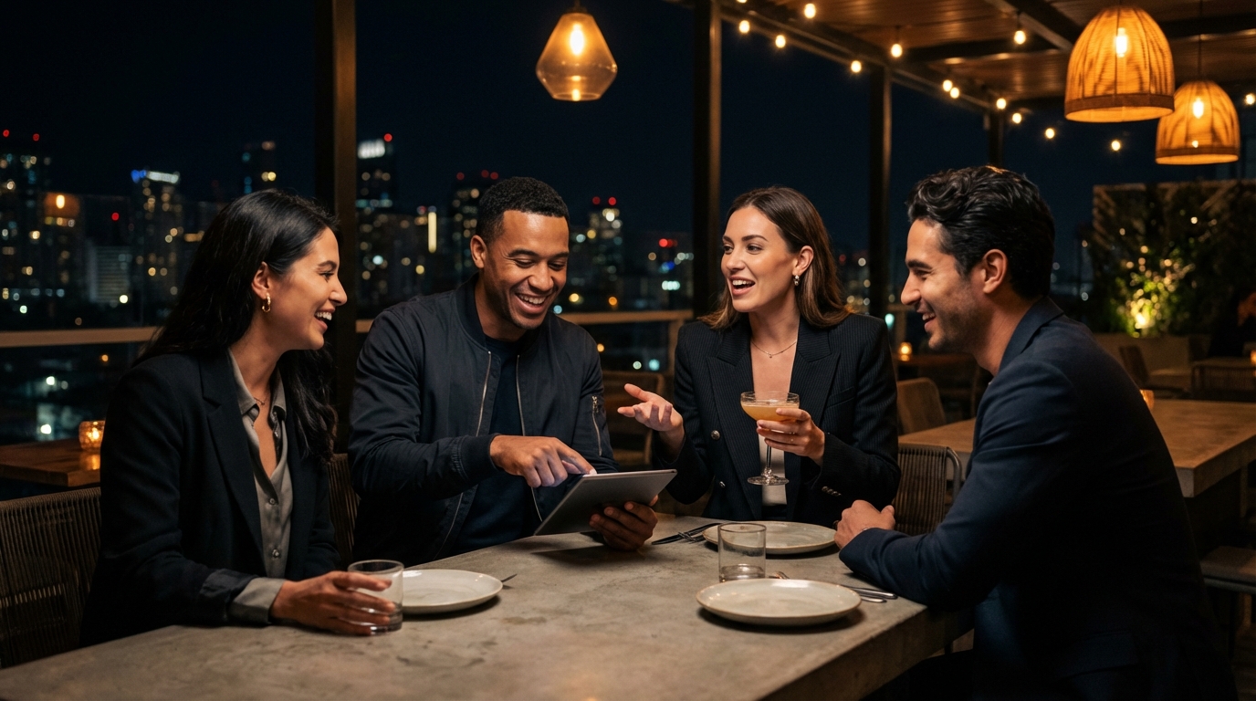 Friends reviewing finances together